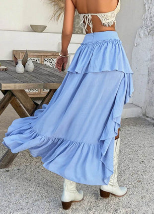 Devine High-Low Ruched Layered Skirt - MimiStylez