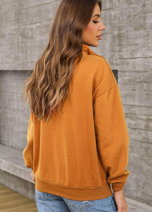 Quarter Zip Dropped Shoulder Sweatshirt - MimiStylez