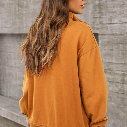 Quarter Zip Dropped Shoulder Sweatshirt - MimiStylez