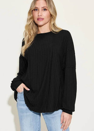 Basic Bae Full Size Ribbed Round Neck Long Sleeve T-Shirt - MimiStylez