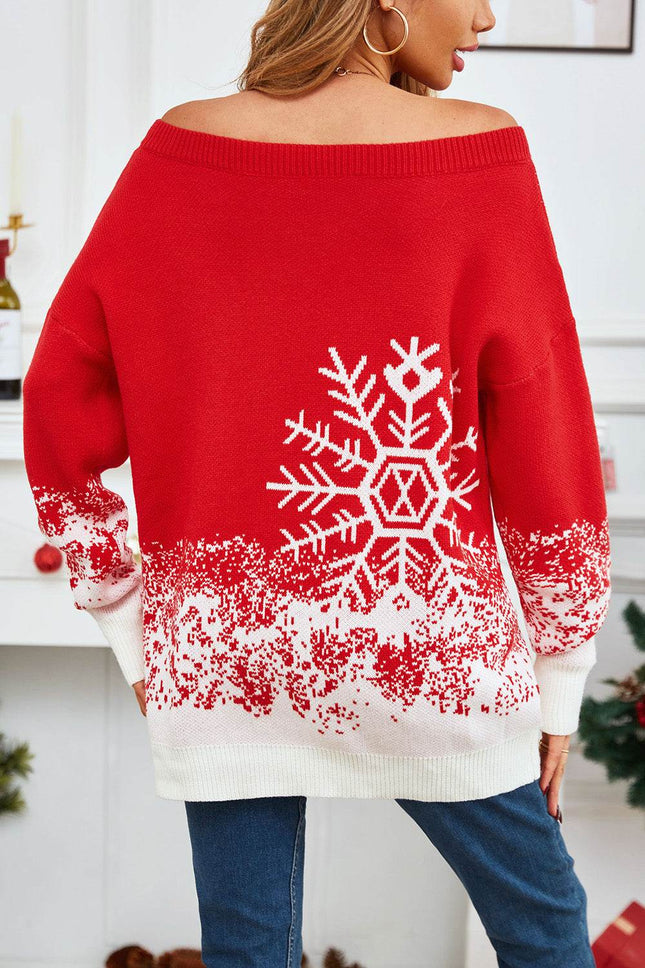 Off-Shoulder Long Sleeve Sweater - MimiStylez