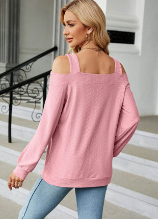 Cold Shoulder Square Neck Cutout Blouse - MimiStylez