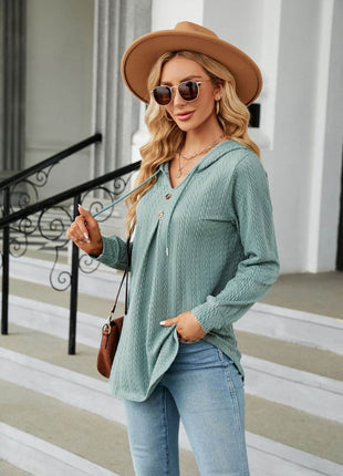 Long Sleeve Hooded Blouse - MimiStylez