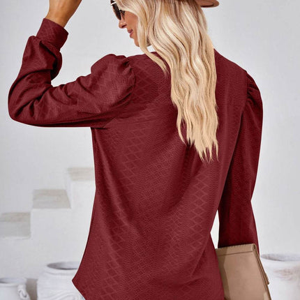 V-Neck Puff Sleeve Blouse - MimiStylez