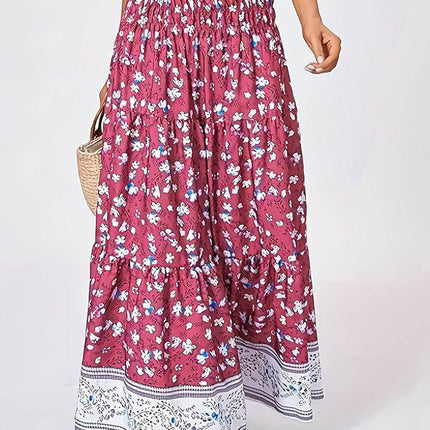 Full Size Tiered Printed Elastic Waist Skirt - MimiStylez