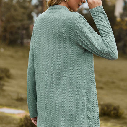 Textured Open Front Long Sleeve Cardigan - MimiStylez