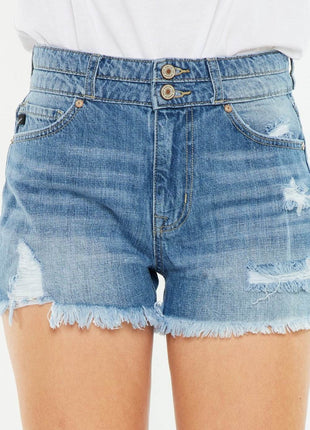 Kancan Full Size High Rise Raw Hem Denim Shorts - MimiStylez