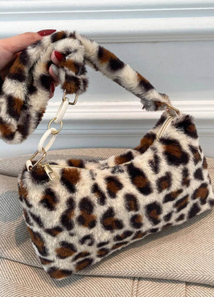 Leopard Fluff Shoulder Bag - MimiStylez
