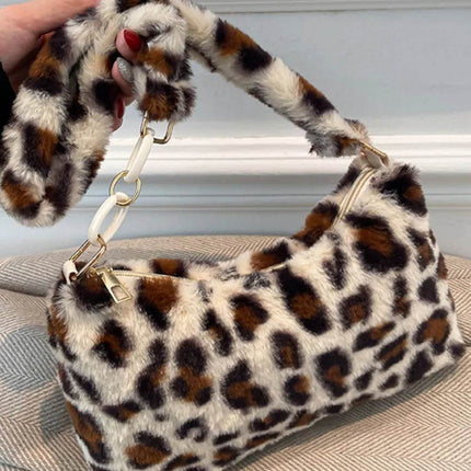 Leopard Fluff Shoulder Bag - MimiStylez