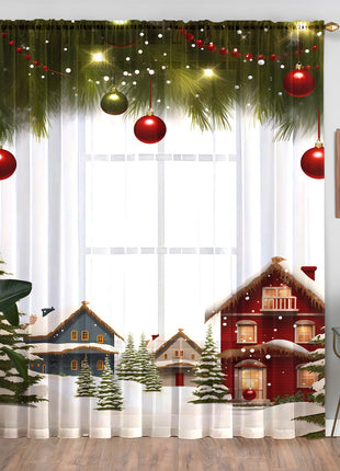 1PC Festive Christmas Printed Curtains