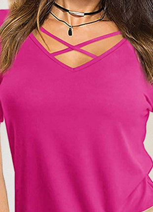 Crisscross Short Sleeve T-Shirt - MimiStylez