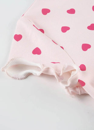 Heart Print Top and Shorts Loungewear Set - MimiStylez