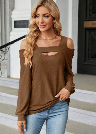Cold Shoulder Square Neck Cutout Blouse - MimiStylez