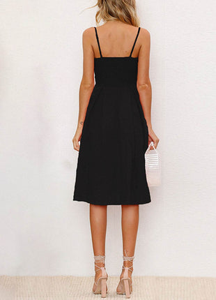 Cutout Smocked Sweetheart Neck Cami Dress - MimiStylez