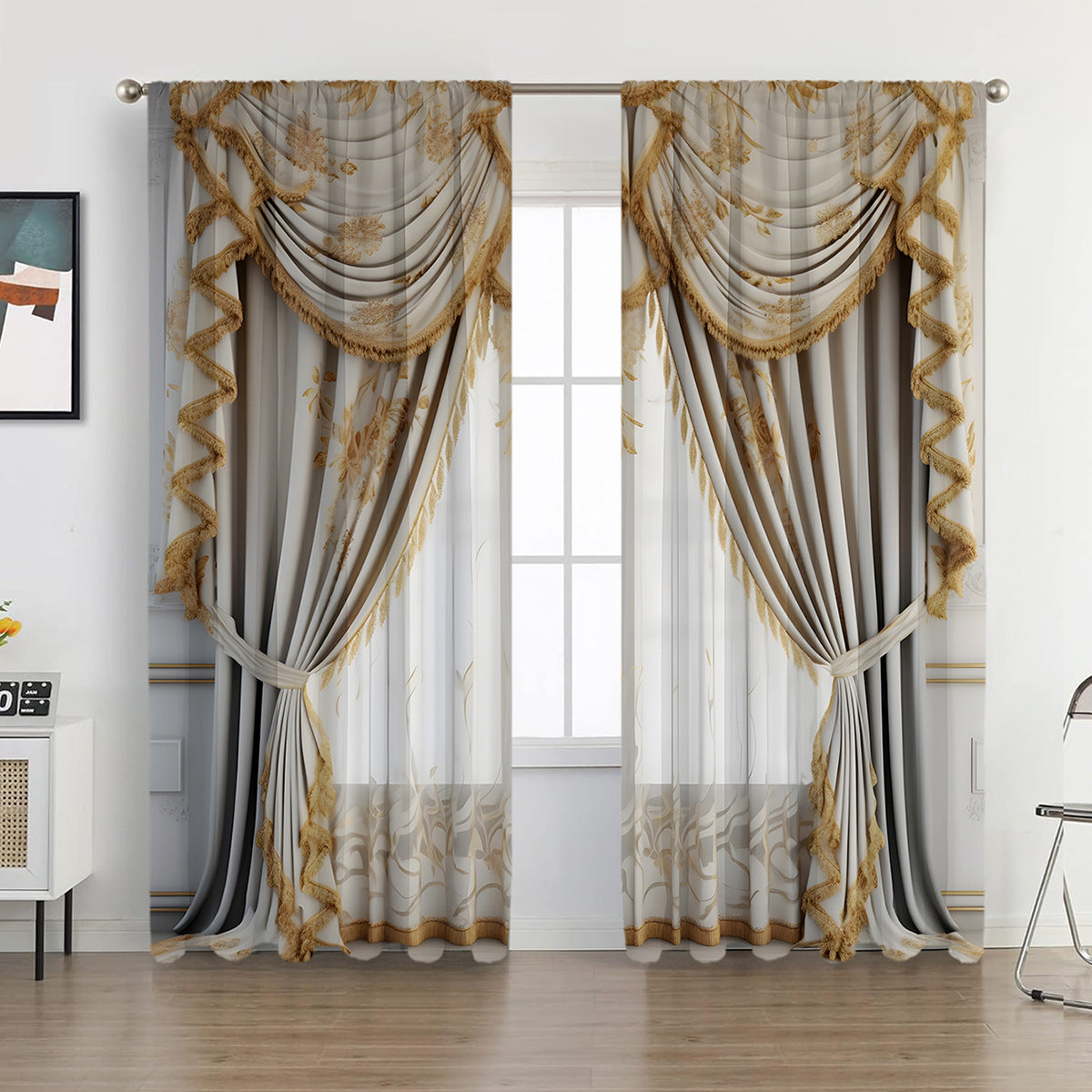 2PCs European Curtain Christmas Series Curtain Factory Generation 3D Digital Printing