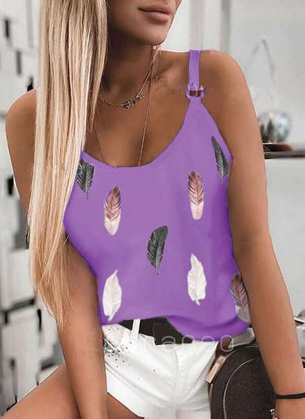 Stylish Crewneck Printed Halter Top