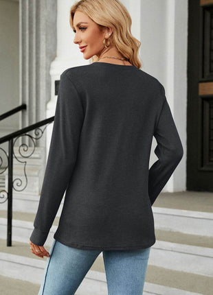 V-Neck Long Sleeve Blouse - MimiStylez