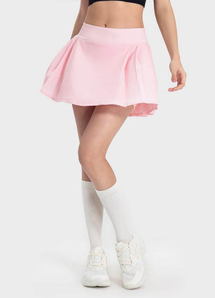 Pleated Detail Mid-Rise Waist Active Skirt - MimiStylez