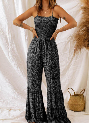 Floral Spaghetti Strap Wide Leg Jumpsuit - MimiStylez