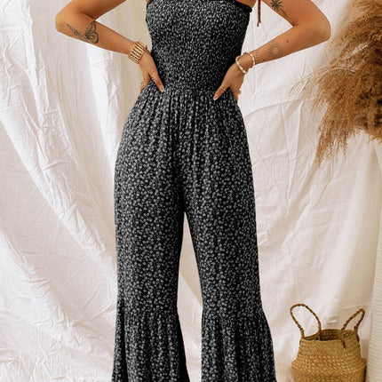 Floral Spaghetti Strap Wide Leg Jumpsuit - MimiStylez
