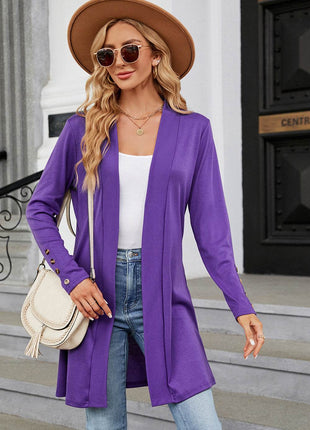 Open Front Long Sleeve Cardigan - MimiStylez
