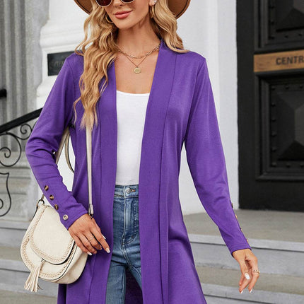 Open Front Long Sleeve Cardigan - MimiStylez