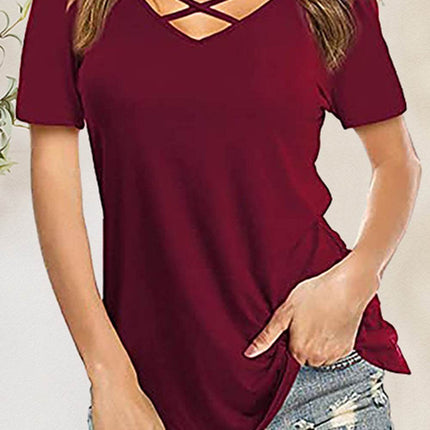 Crisscross Short Sleeve T-Shirt - MimiStylez