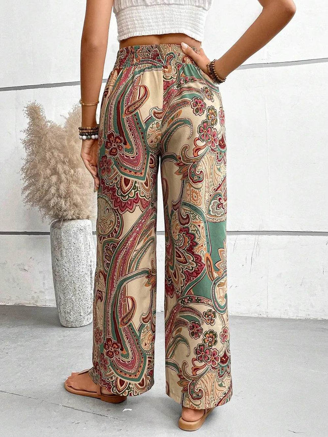 Printed Wide Leg Pants - MimiStylez