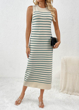 Round Neck Sleeve Midi Knit Dress - MimiStylez