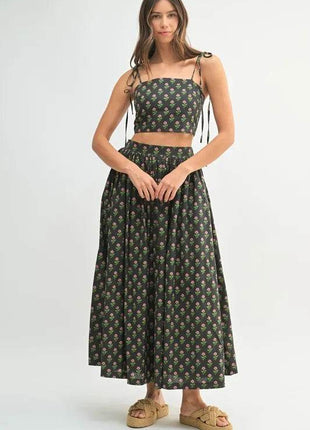 MABLE Floral Crop Top and Skirt Set - MimiStylez