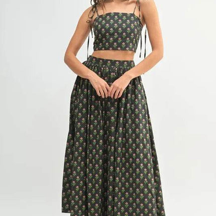MABLE Floral Crop Top and Skirt Set - MimiStylez