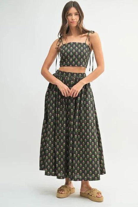 MABLE Floral Crop Top and Skirt Set - MimiStylez