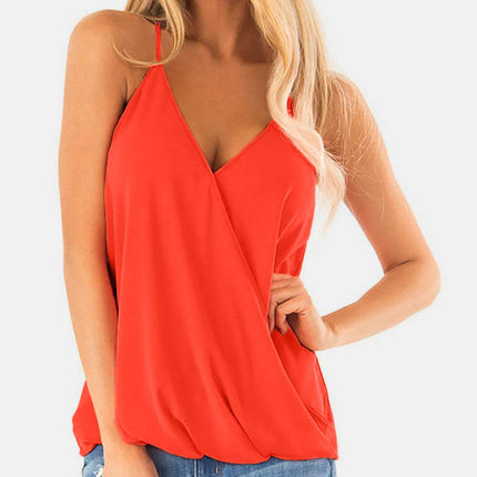 Full Size Surplice Spaghetti Strap Top - MimiStylez