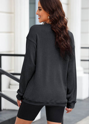 Heart Sequin Round Neck Sweatshirt - MimiStylez