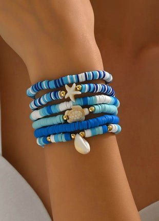 6-Piece Ceramic Beaded Shell Bracelet - MimiStylez