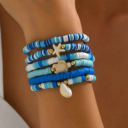 6-Piece Ceramic Beaded Shell Bracelet - MimiStylez