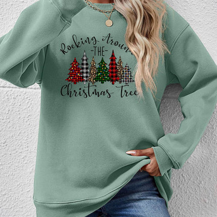 Christmas Tree Graphic Round Neck Sweatshirt - MimiStylez