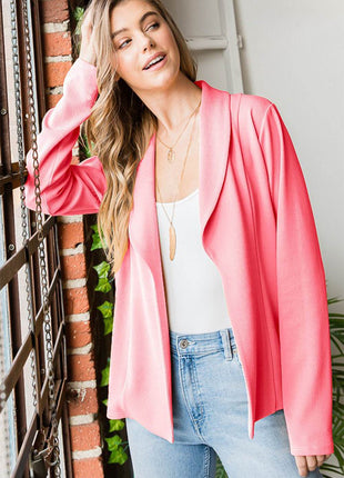 Heimish Open Front Long Sleeve Blazer - MimiStylez