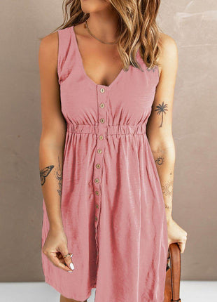 Sleeveless Button Down Mini Magic Dress - MimiStylez