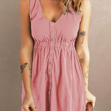 Sleeveless Button Down Mini Magic Dress - MimiStylez