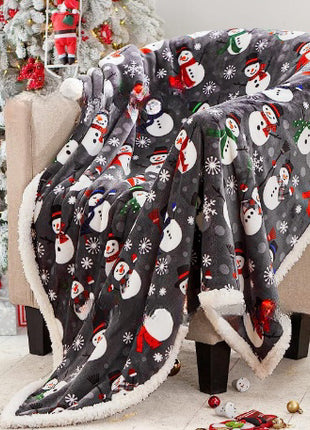 Christmas Printing Double Layer Thickened Fleece Cover Blanket