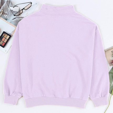 Quarter Zip Dropped Shoulder Sweatshirt - MimiStylez