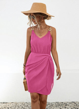 Twisted V-Neck Sleeveless Mini Dress - MimiStylez