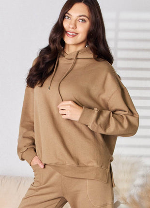 RISEN Drawstring Drop Shoulder Long Sleeve Hoodie - MimiStylez