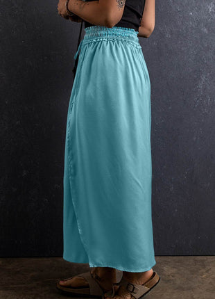 Slit Drawstring Elastic Waist Skirt - MimiStylez
