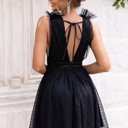 Open Back Sleeveless Mesh Dress - MimiStylez