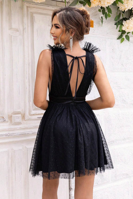 Open Back Sleeveless Mesh Dress - MimiStylez