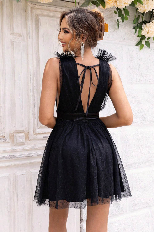 Open Back Sleeveless Mesh Dress - MimiStylez