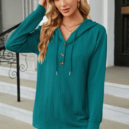 Cable-Knit Long Sleeve Hoodie - MimiStylez