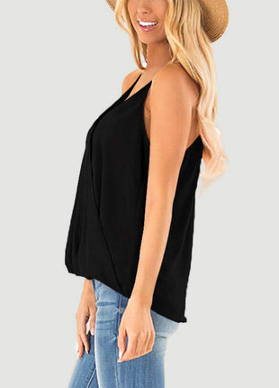Full Size Surplice Spaghetti Strap Top - MimiStylez